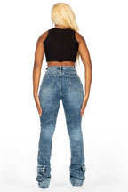Angella Acid Wash Cargo Super Stacked Jean
