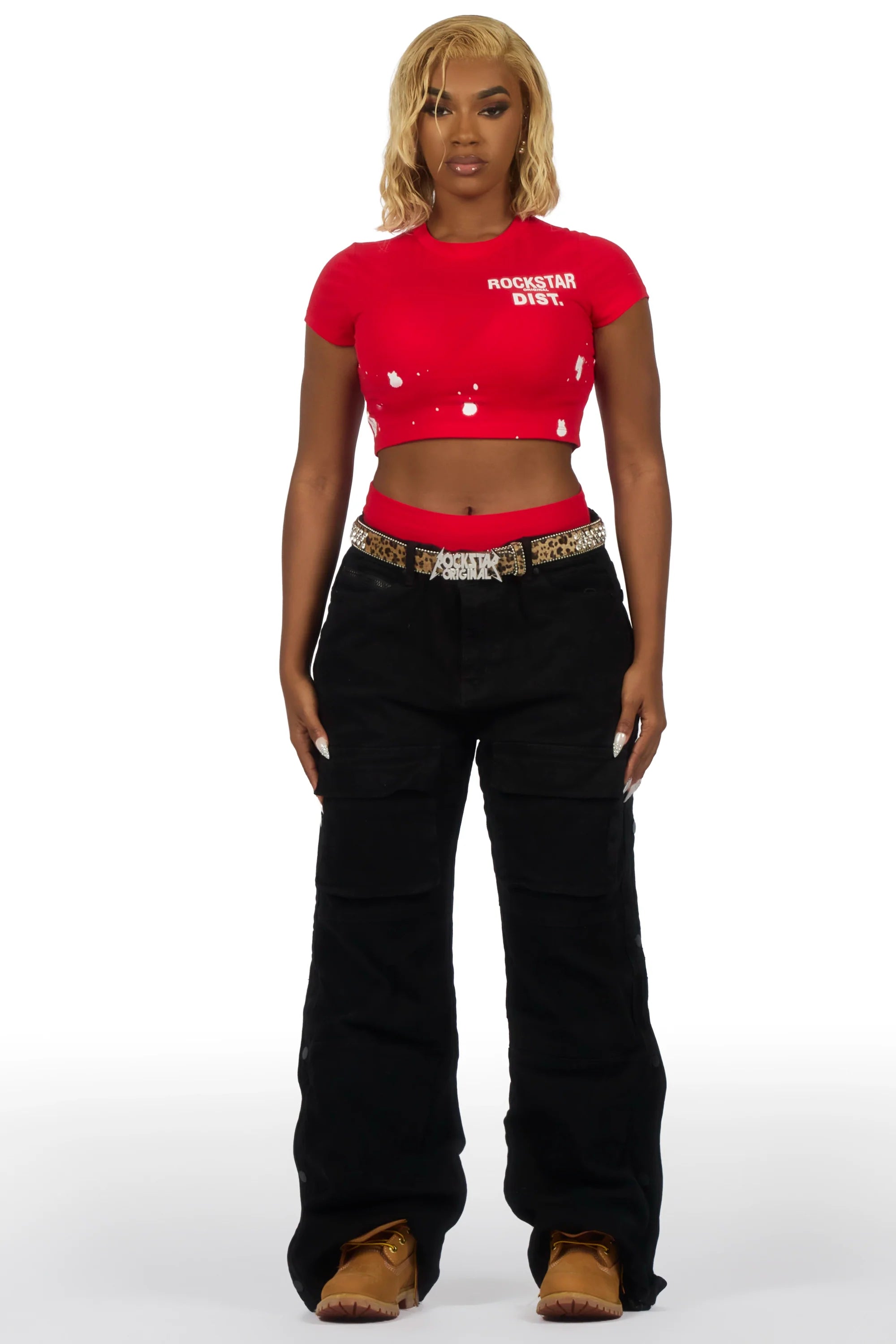 Dalia Beige Cheetah Print Rhinestone Belt