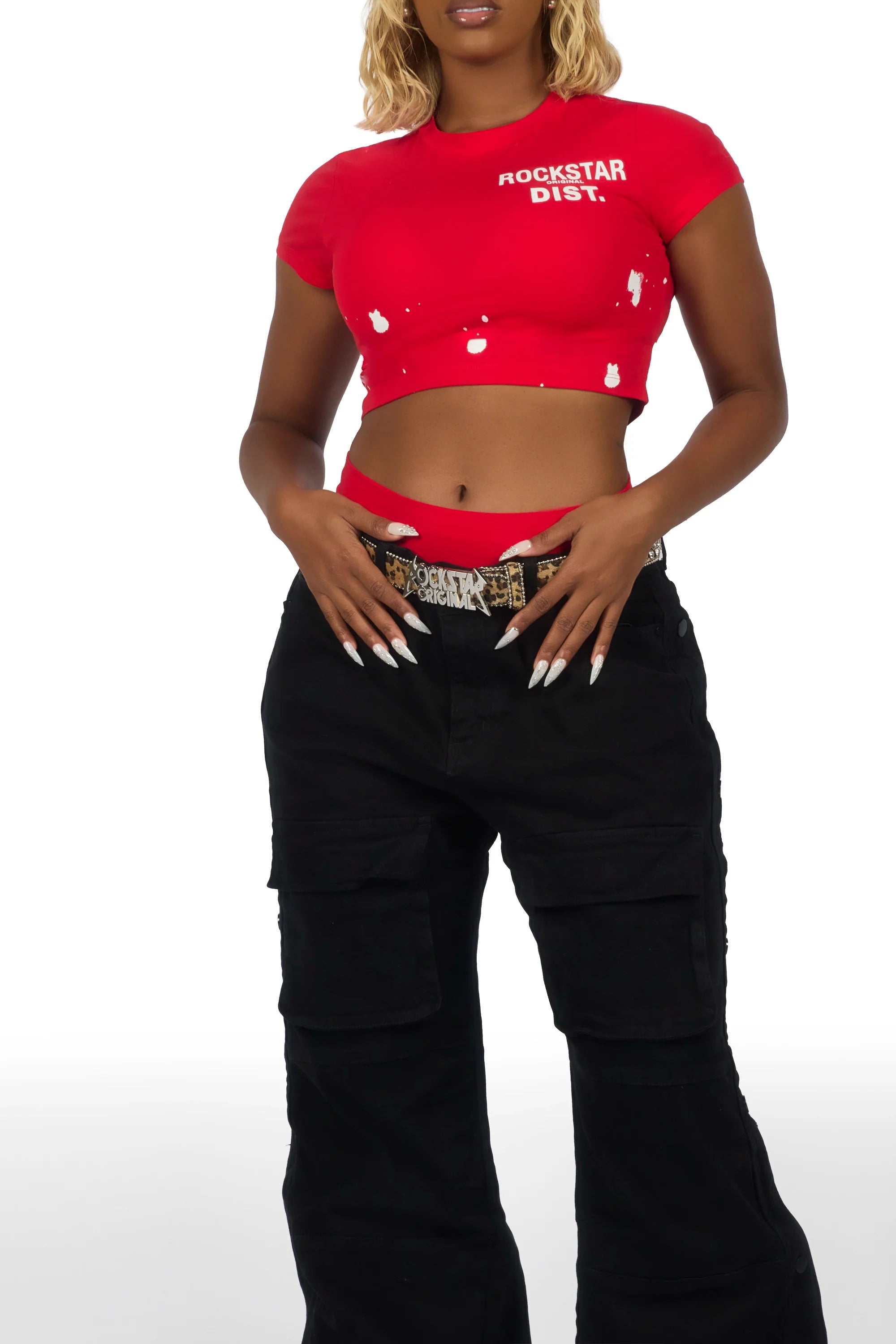 Dalia Beige Cheetah Print Rhinestone Belt