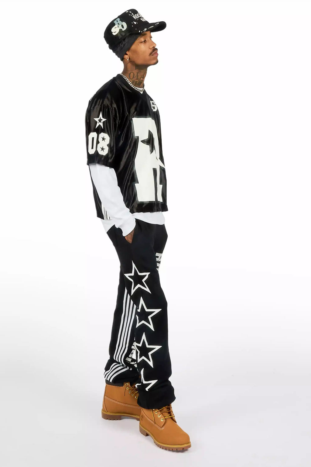 RSO 8 Black T-Shirt/Baggy Stacked Track Set