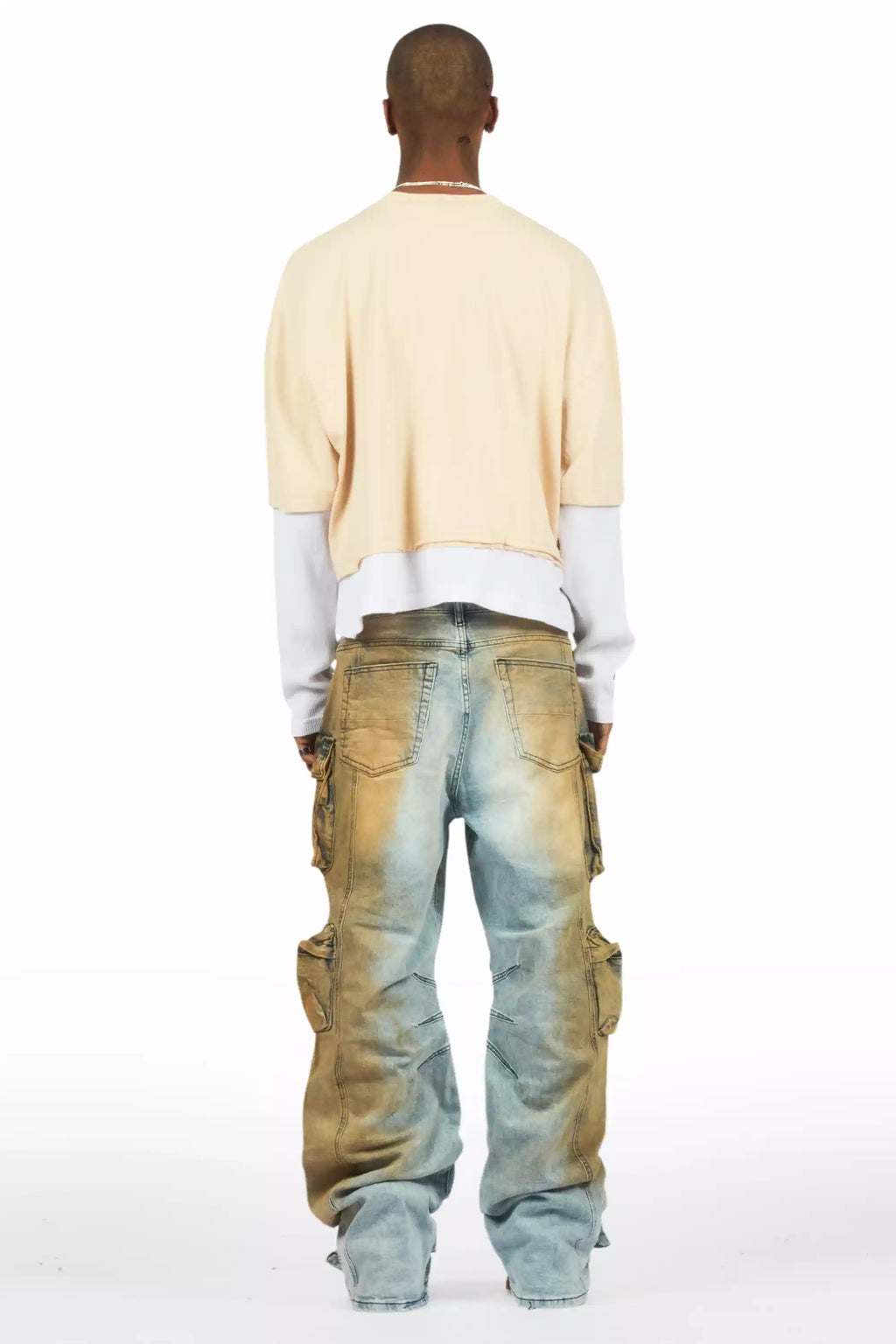 Mahesh Dirty Blue Baggy Cargo Jean