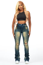 Ashlee Tinted Dark Wash Super Stacked Jean