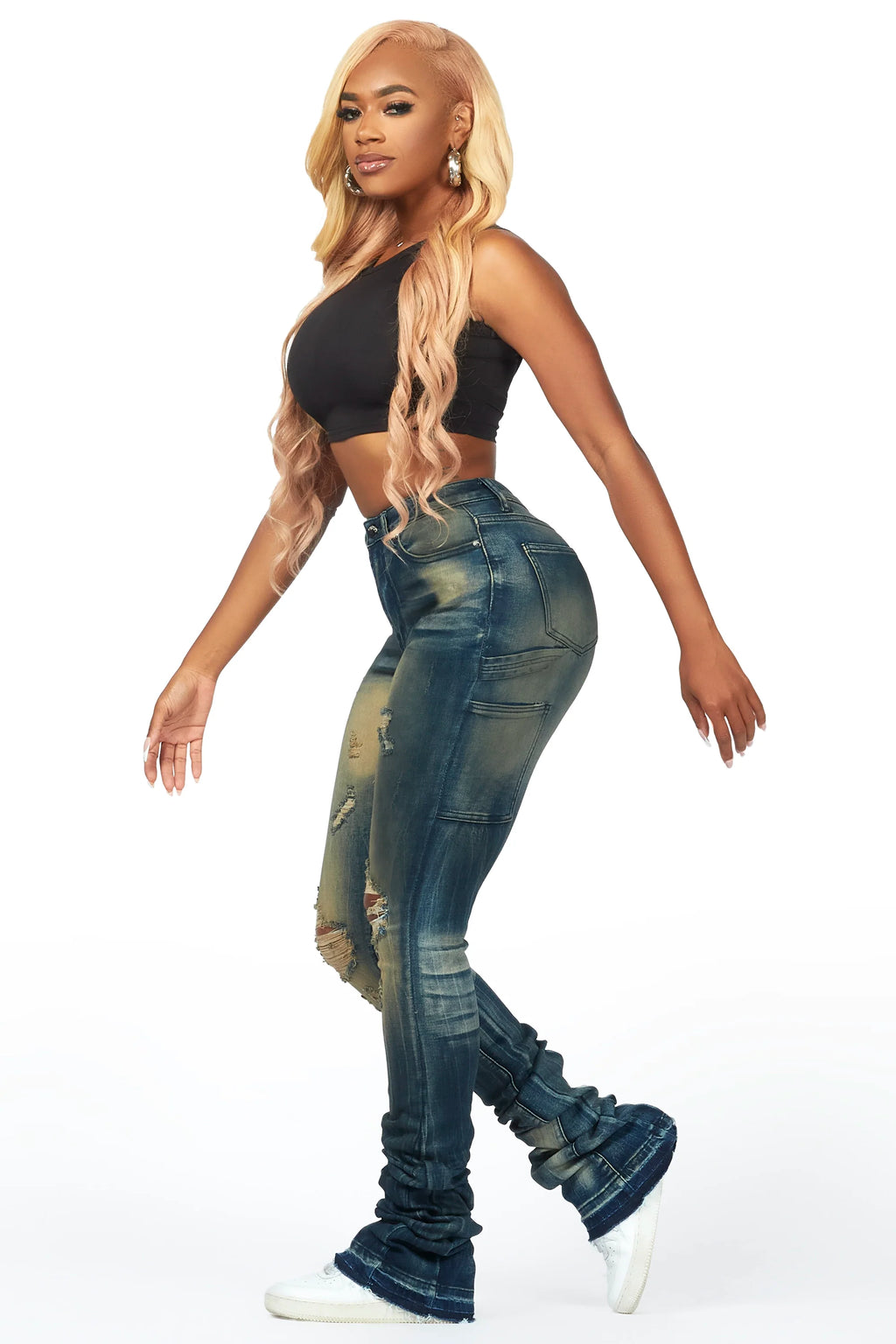 Ashlee Tinted Dark Wash Super Stacked Jean