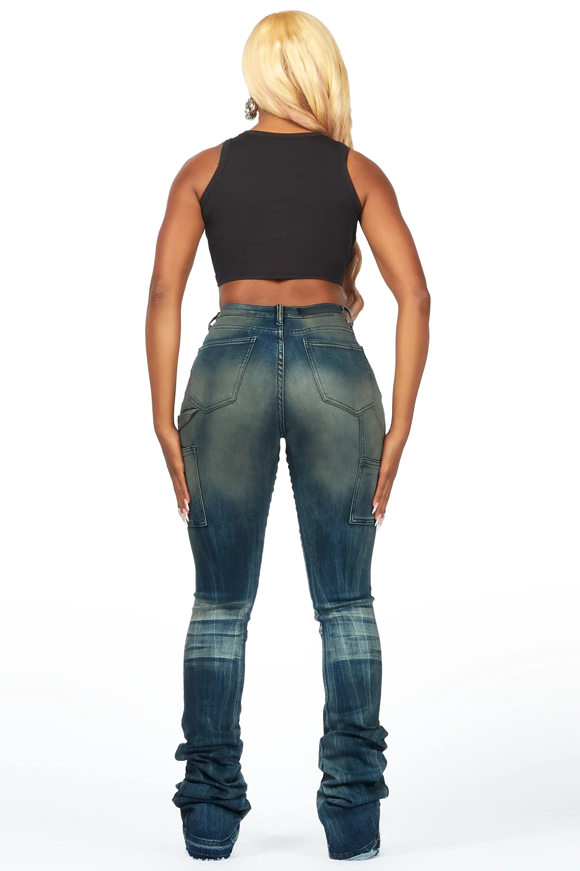Ashlee Tinted Dark Wash Super Stacked Jean
