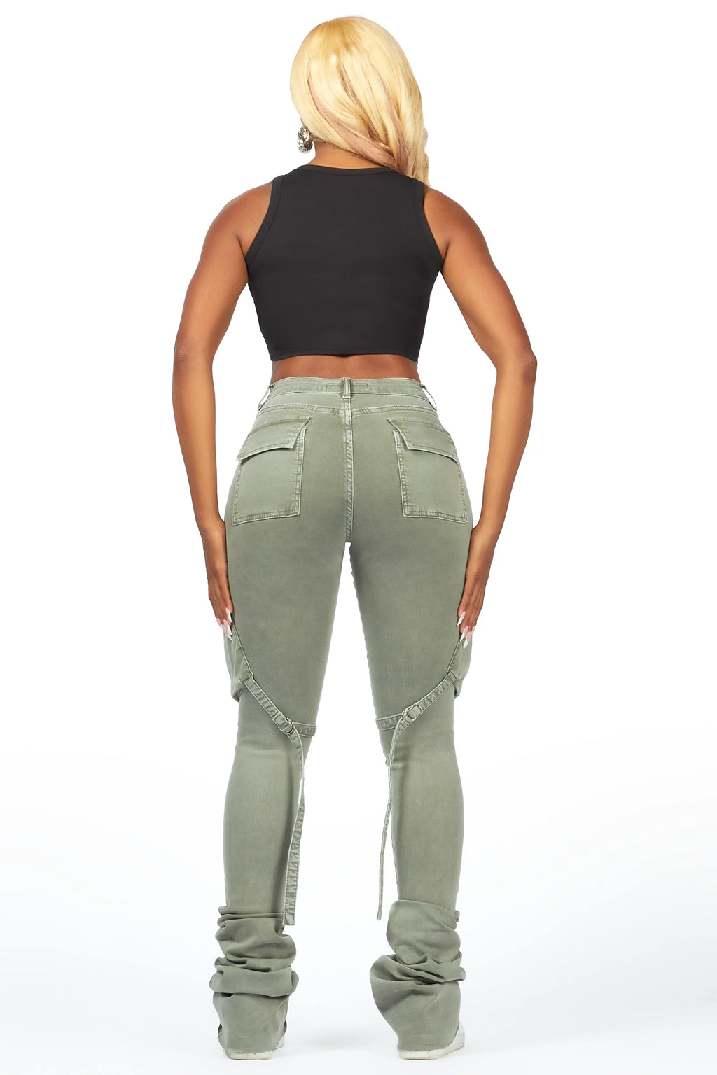 Caitlin Olive Cargo Super Stacked Jean