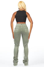 Caitlin Olive Cargo Super Stacked Jean