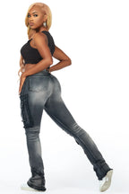 Kambry Black Stacked Flare Jean