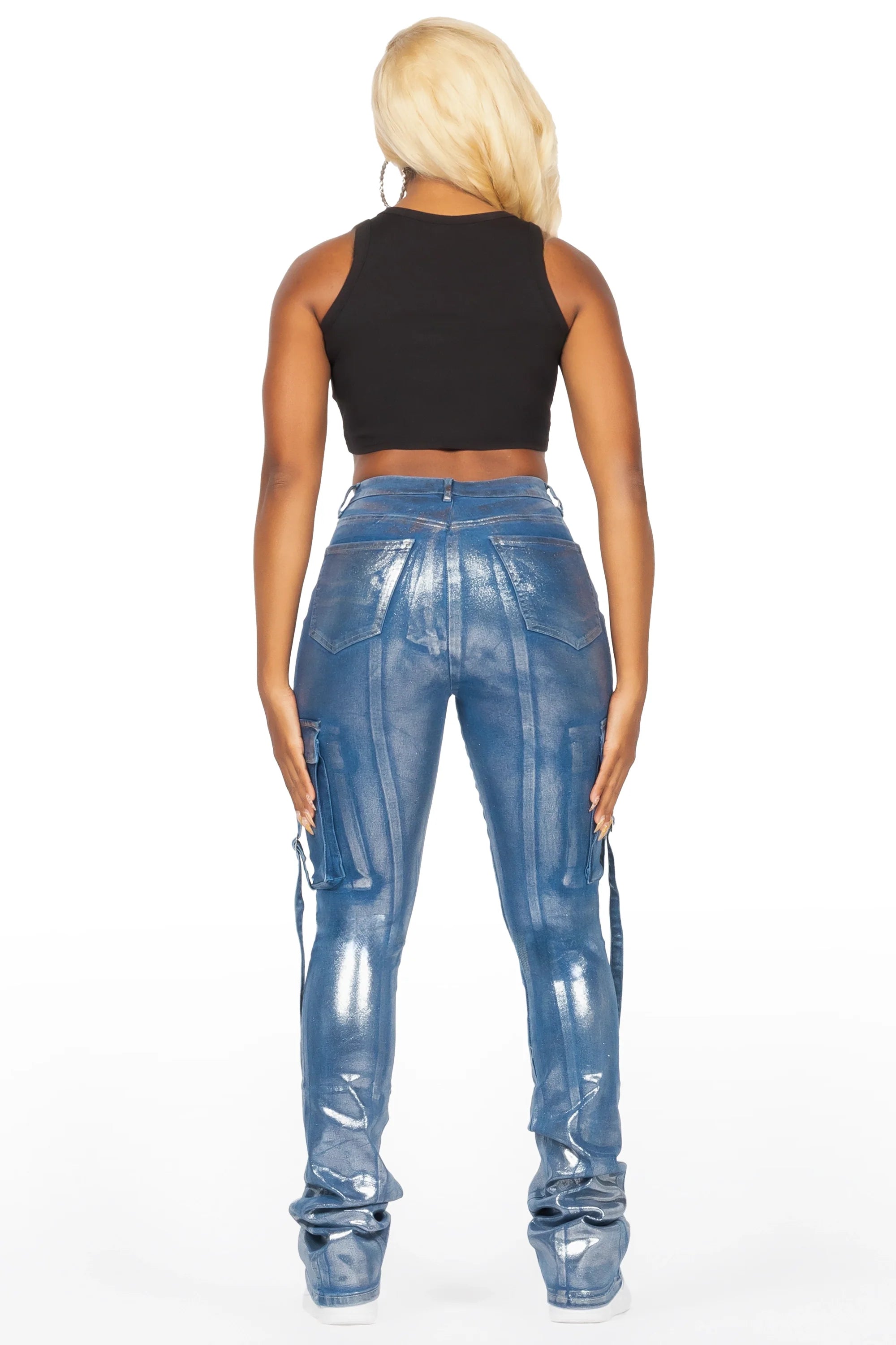 Lovera Med. Wash Foiled Stacked Flare Jean