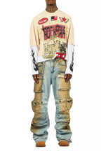 Mahesh Dirty Blue Baggy Cargo Jean