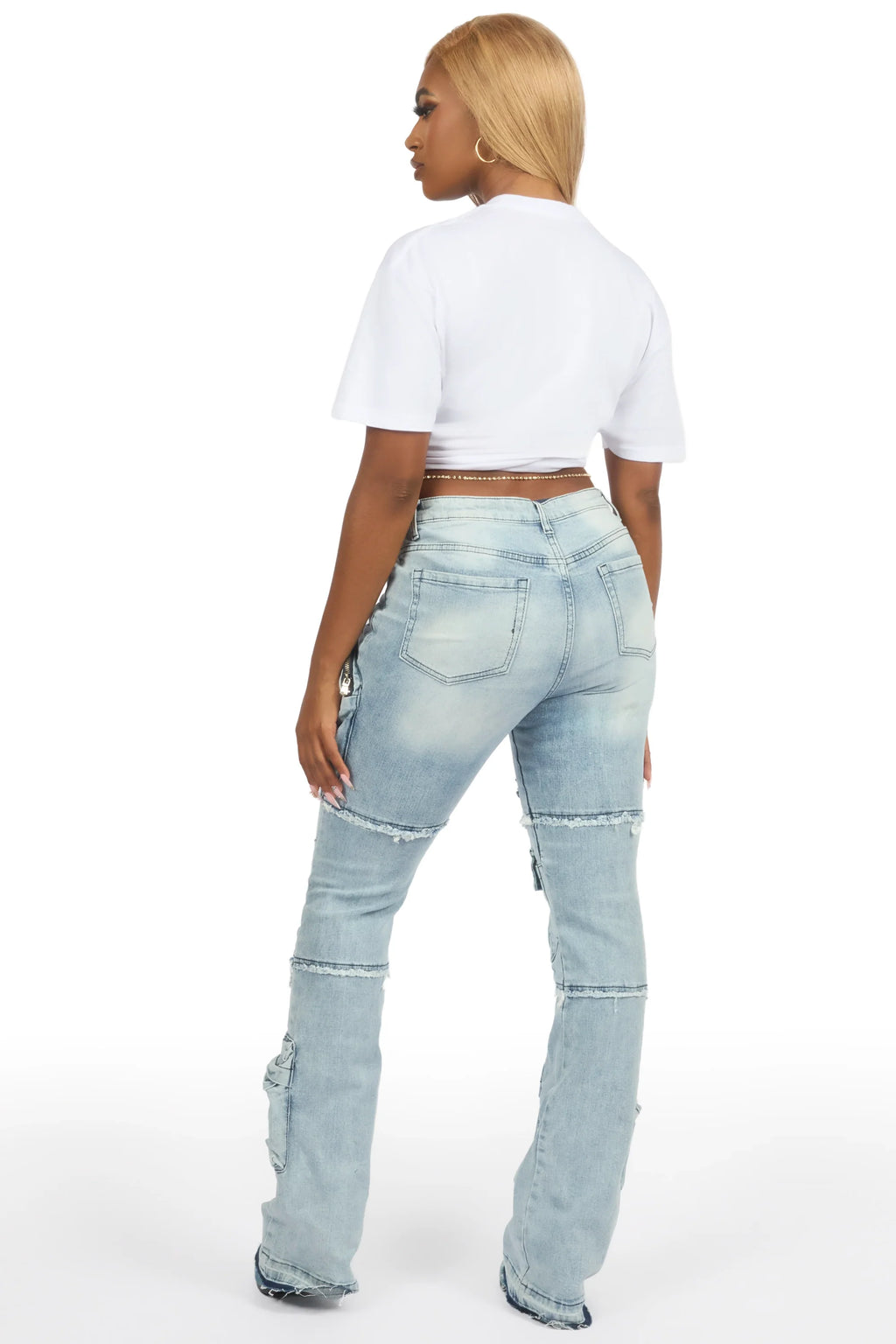 Terrina White Tee & Toniesha Light Wash Jean Set