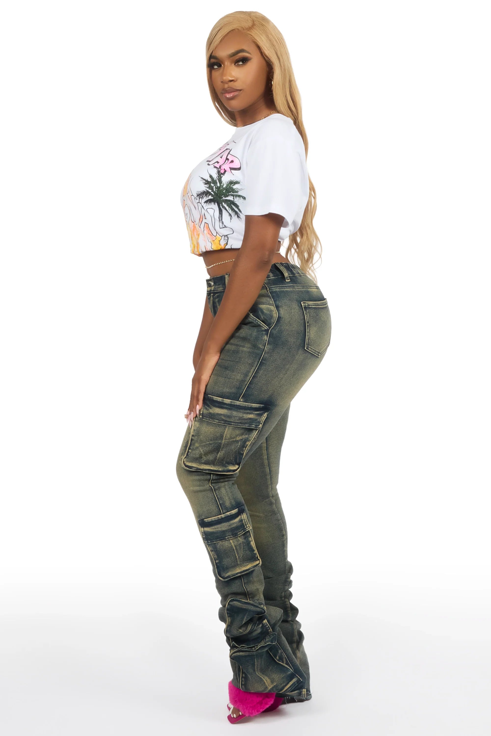 Moniqa White Tee & Phoebe Tinted Dark Wash Jean Set