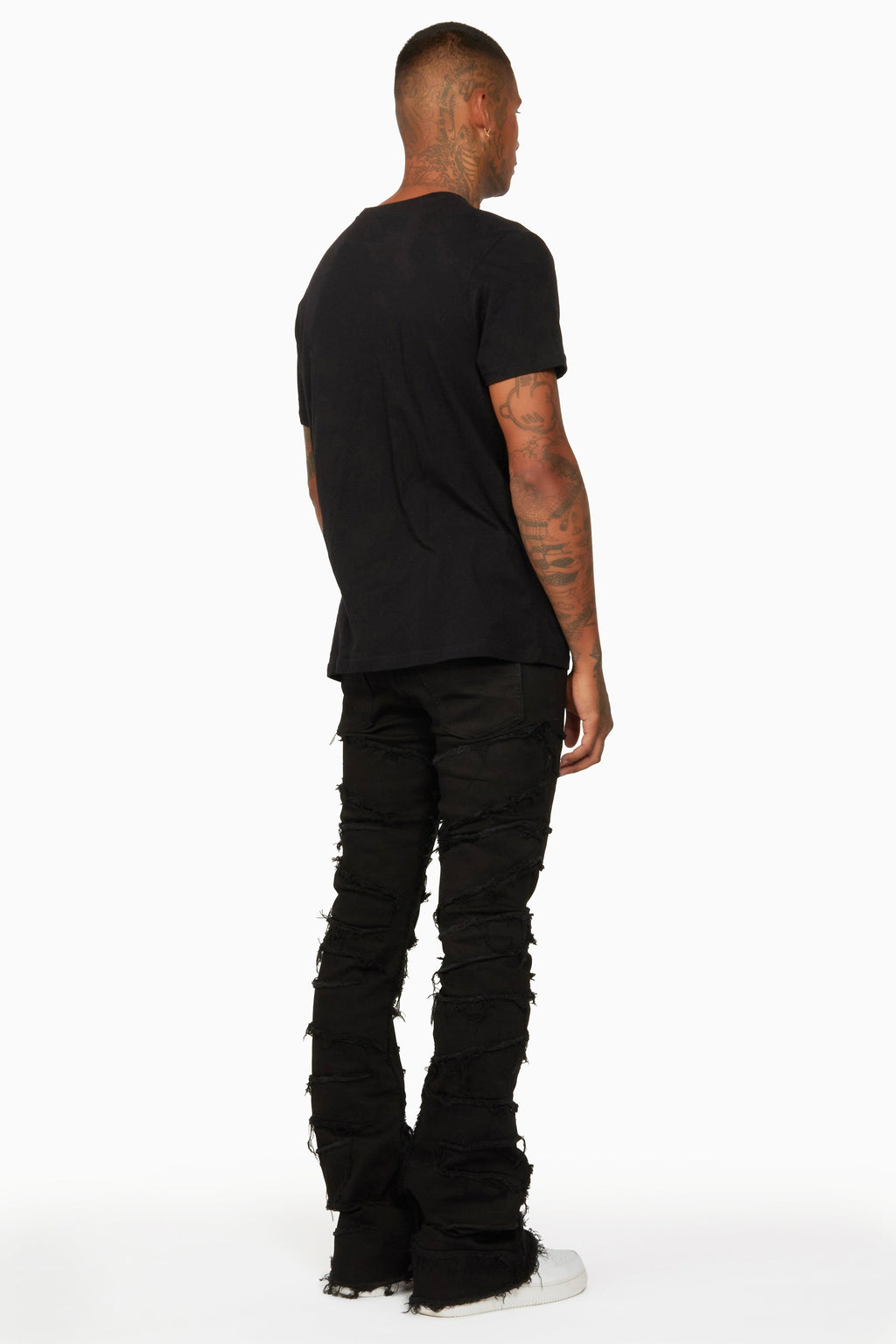 Shake Black Stacked Flare Jean
