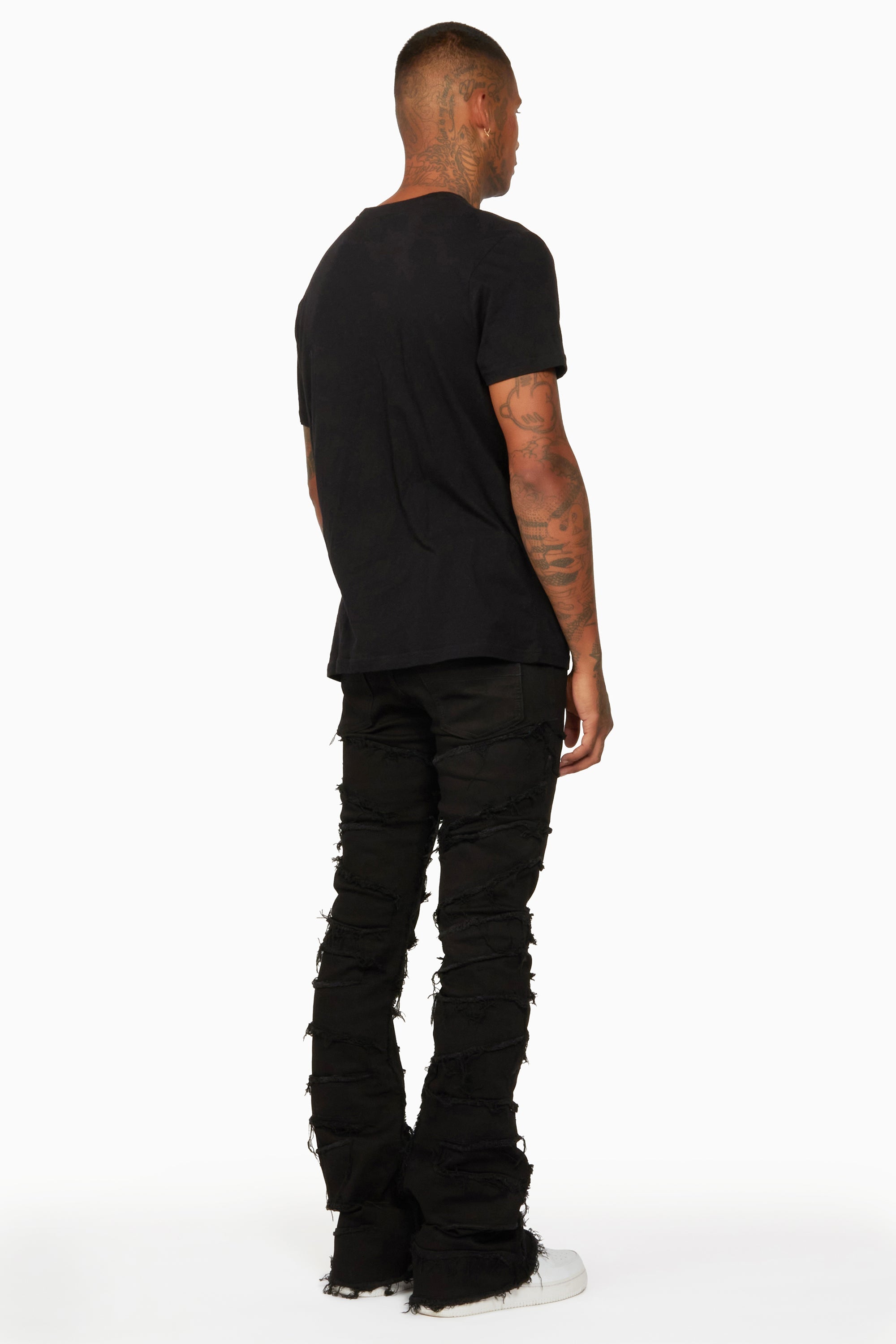 Shake Black Stacked Flare Jean