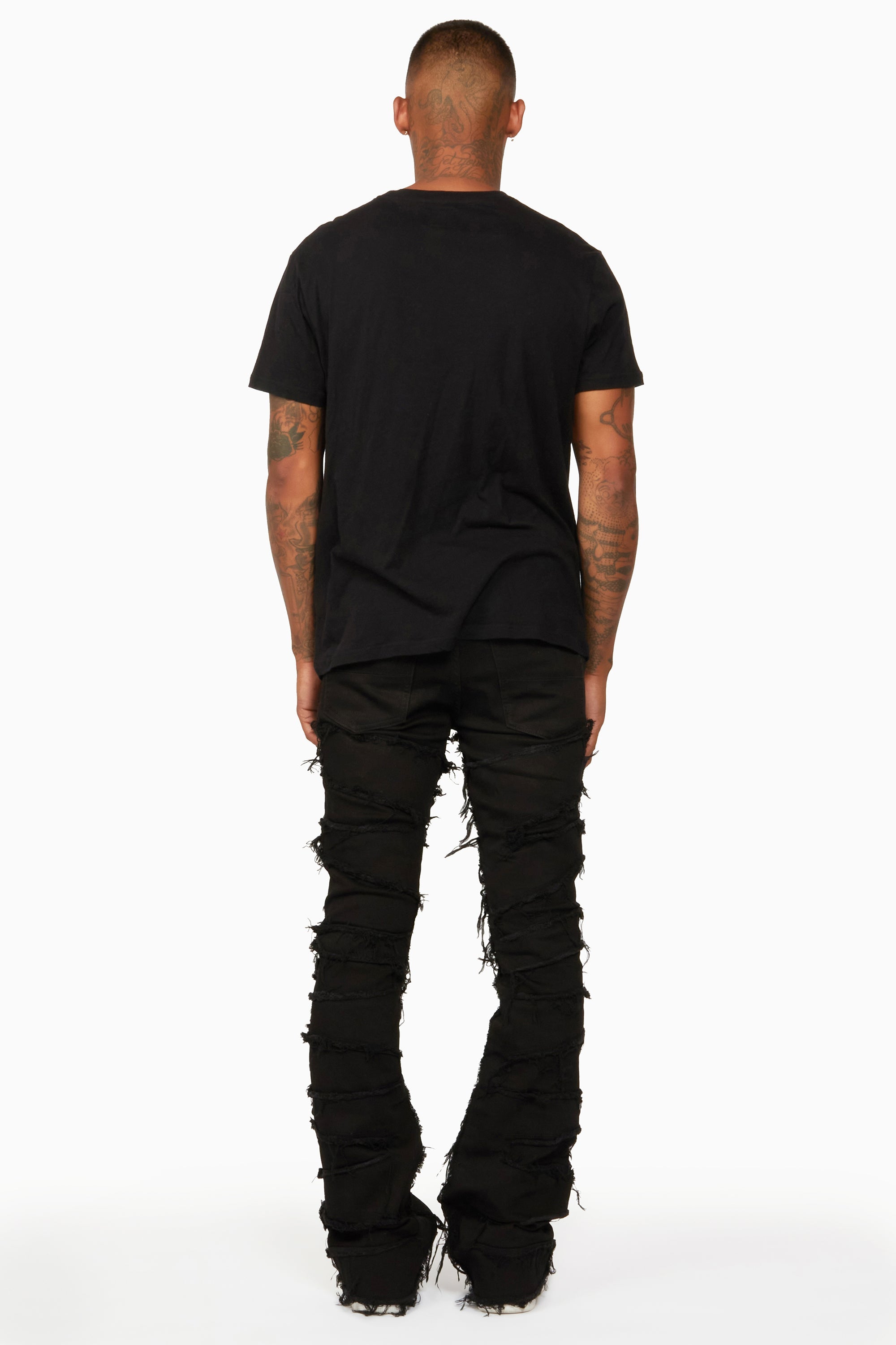 Shake Black Stacked Flare Jean