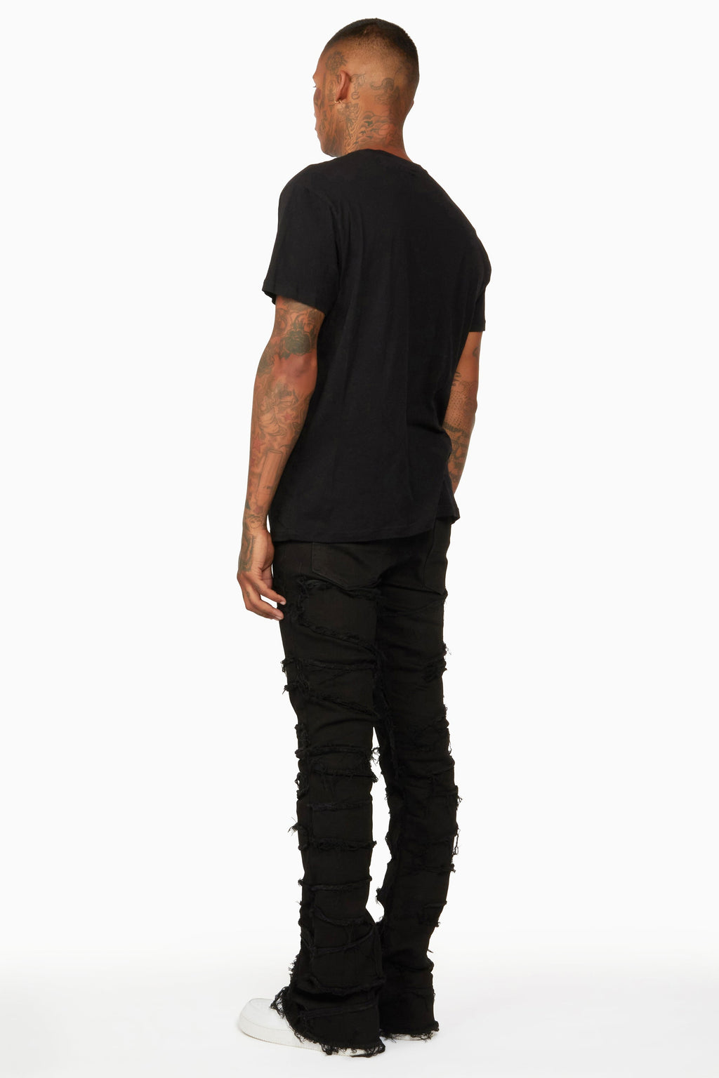 Shake Black Stacked Flare Jean