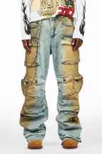 Mahesh Dirty Blue Baggy Cargo Jean