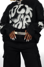 Akeya Black Graphic Knit Hoodie