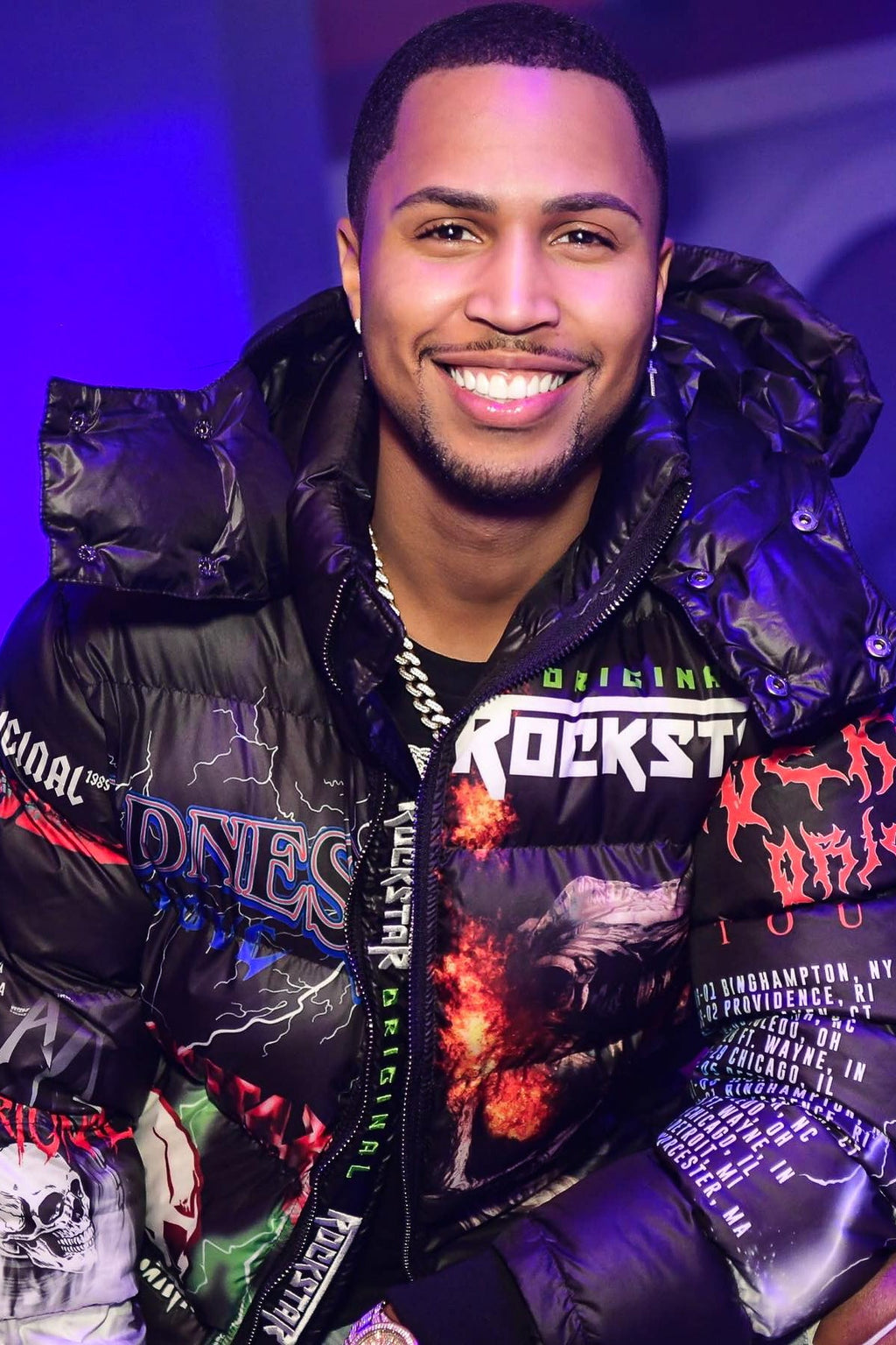 Black Nash Graphic Print Puffer Jacket