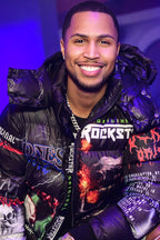 Black Nash Graphic Print Puffer Jacket