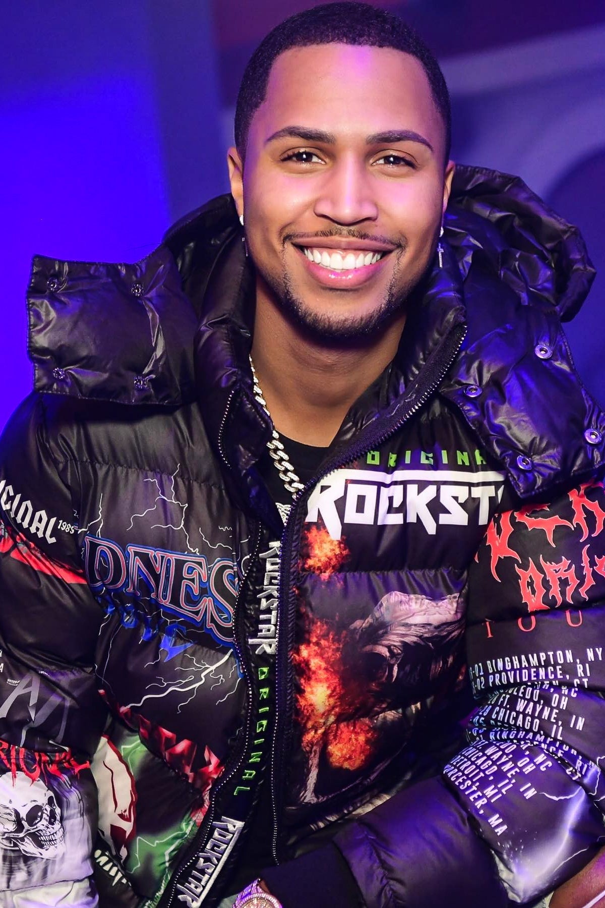 Black Nash Graphic Print Puffer Jacket