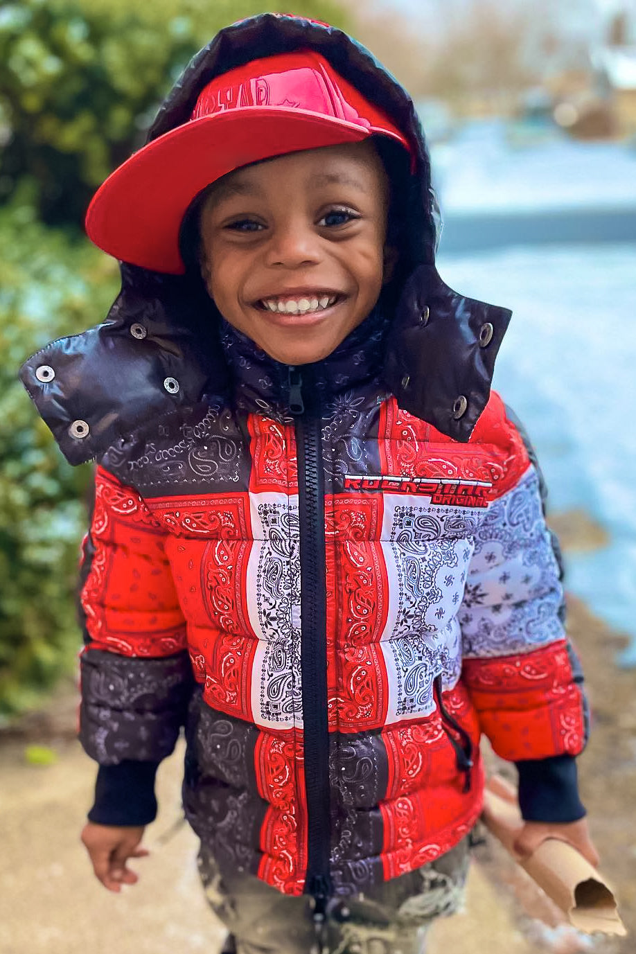 Kids Kyro Puffer Jacket-Red