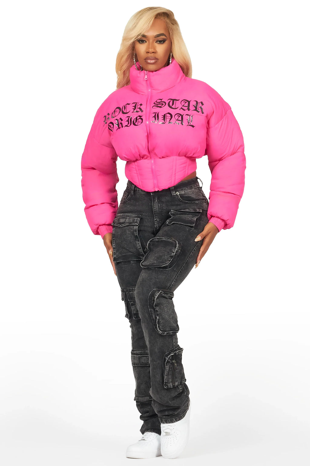 Samaiya Hot Pink Corset Puffer Jacket