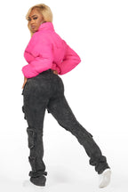 Samaiya Hot Pink Corset Puffer Jacket