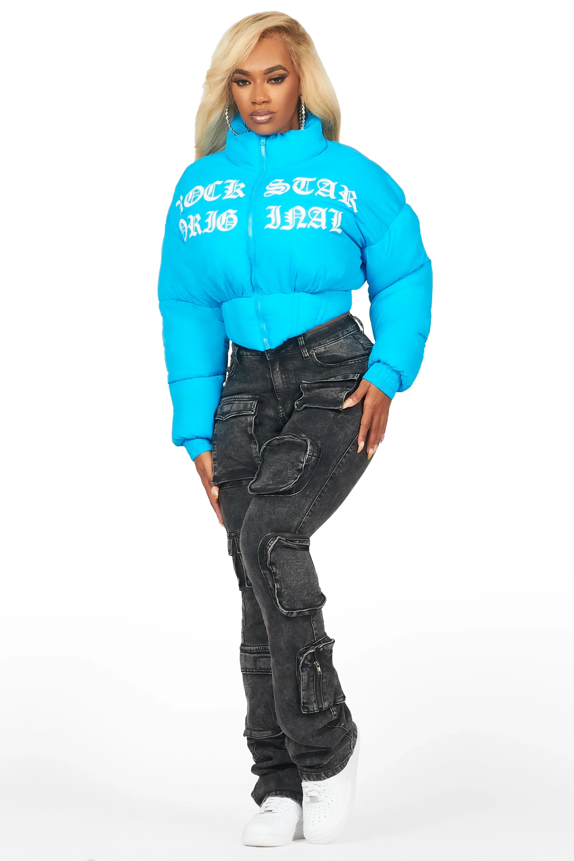 Samaiya Blue Corset Puffer Jacket