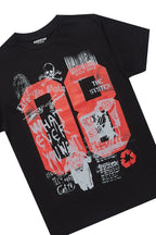 Boys Beau Black/Red T-Shirt/Stacked Flare Jean Set