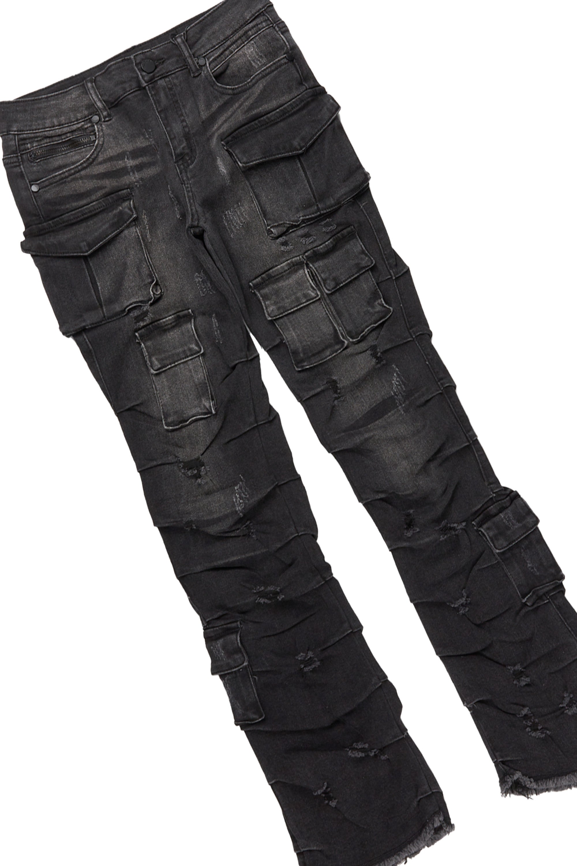 Boys Fields Navy Hoodie/Stack Flare Jean Set