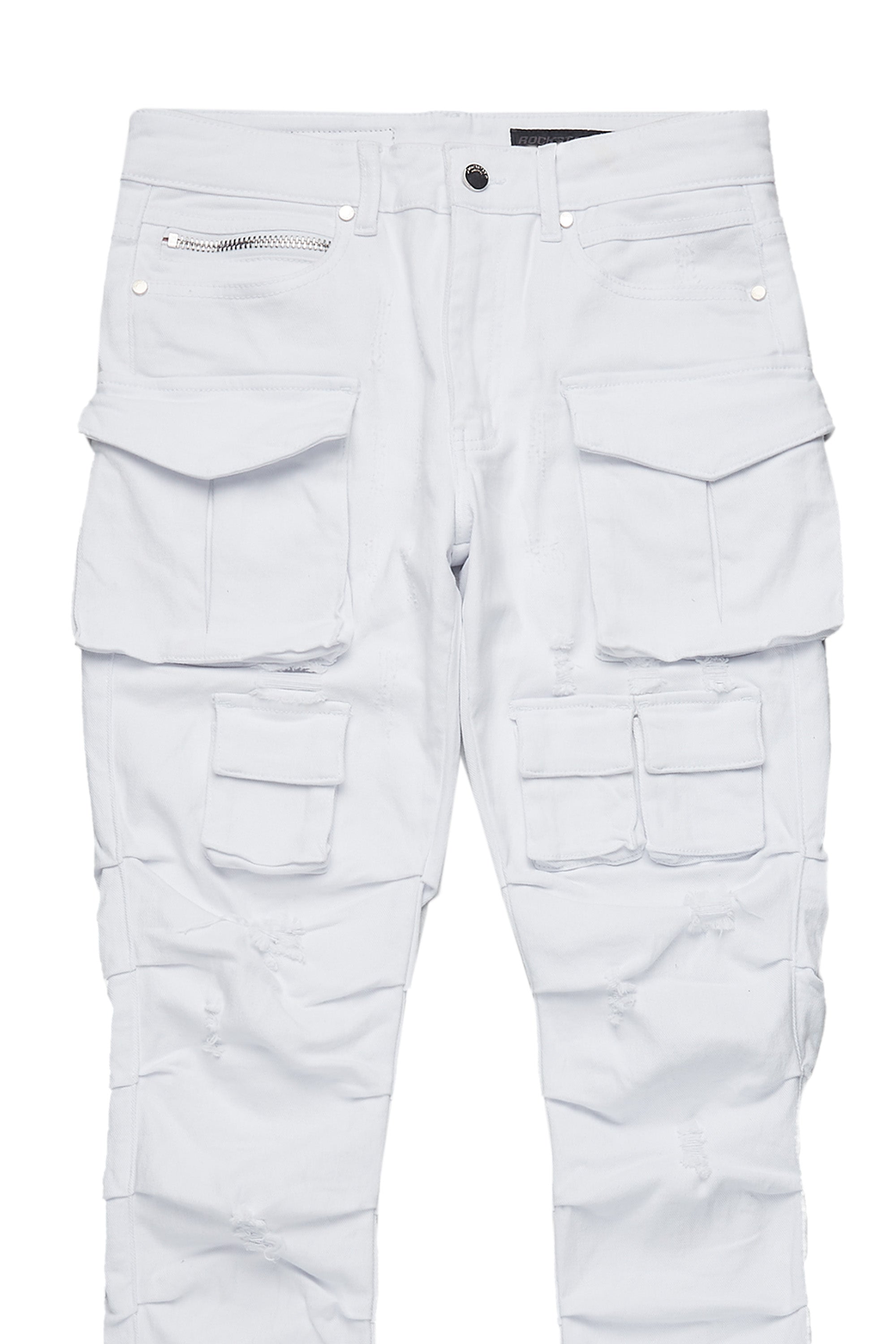 Gentry White Stacked Flare Jean