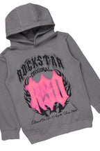 Girls Sandie Vintage Grey Graphic Hoodie