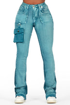 Galexus Blue Stacked Flare Jean