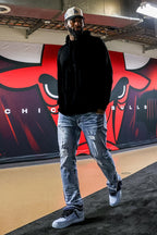 Jaymes Dark Blue Stacked Flare Jean