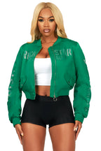 Charneisa Green Bomber Jacket