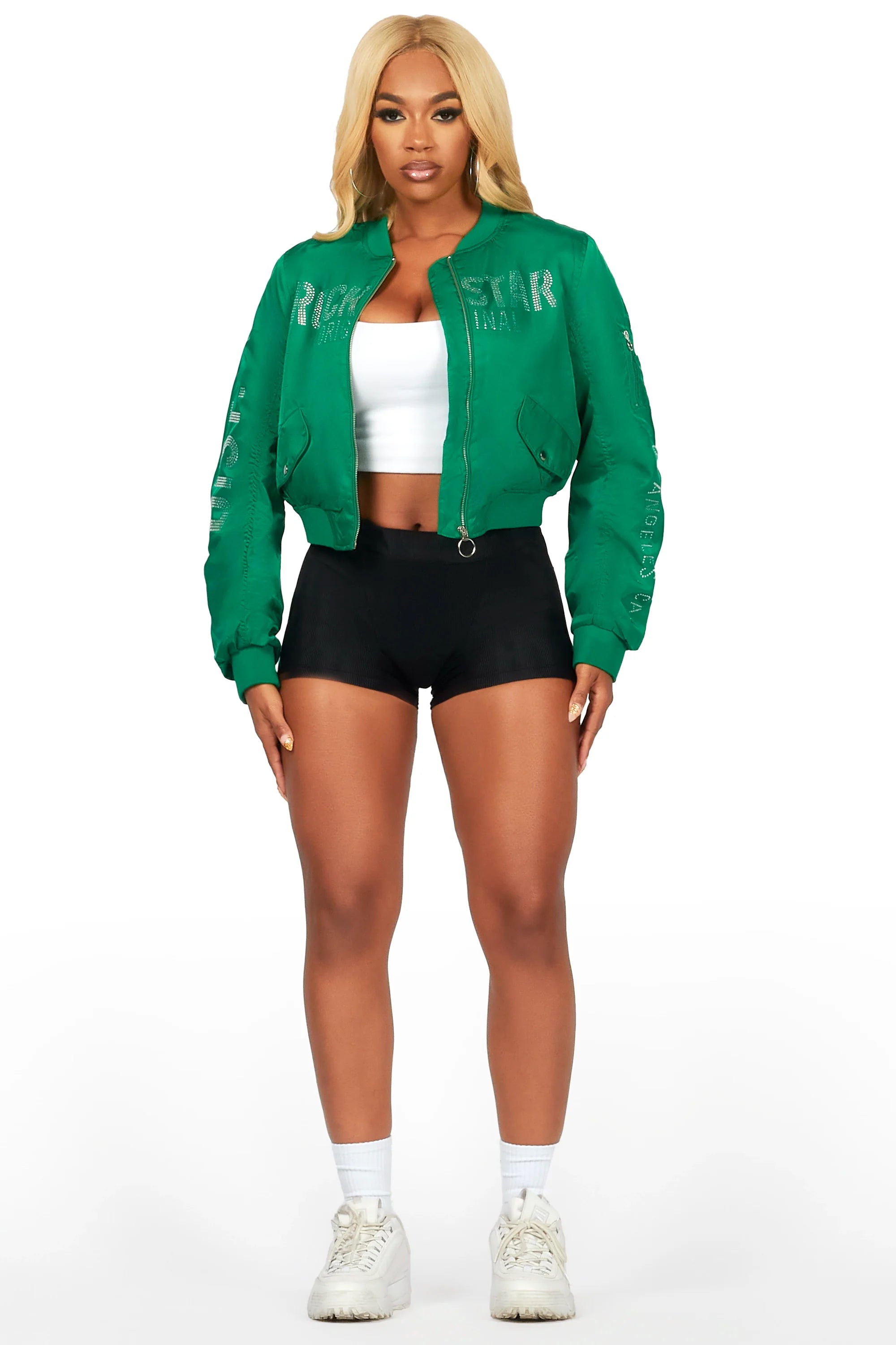 Charneisa Green Bomber Jacket