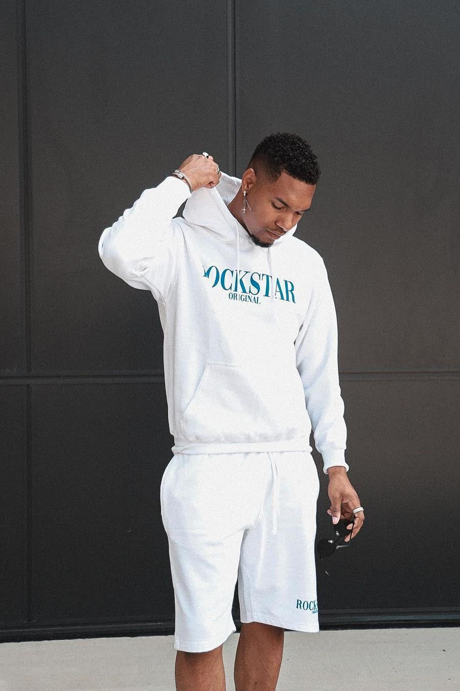 Octavio White Hoodie Short Set