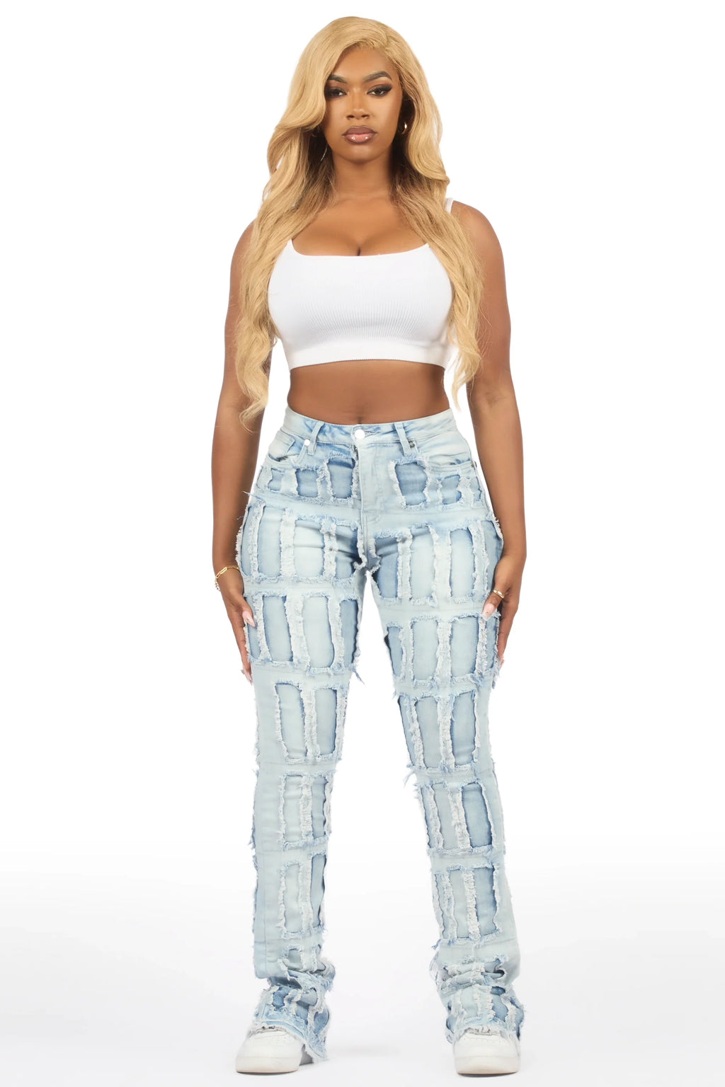 Taquila Light Wash Stacked Flare Jean