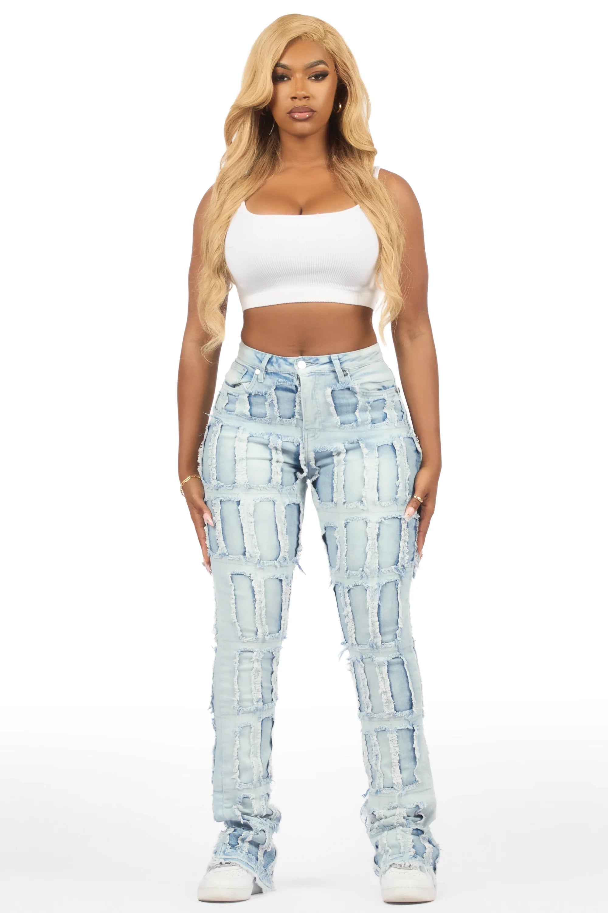 Taquila Light Wash Stacked Flare Jean