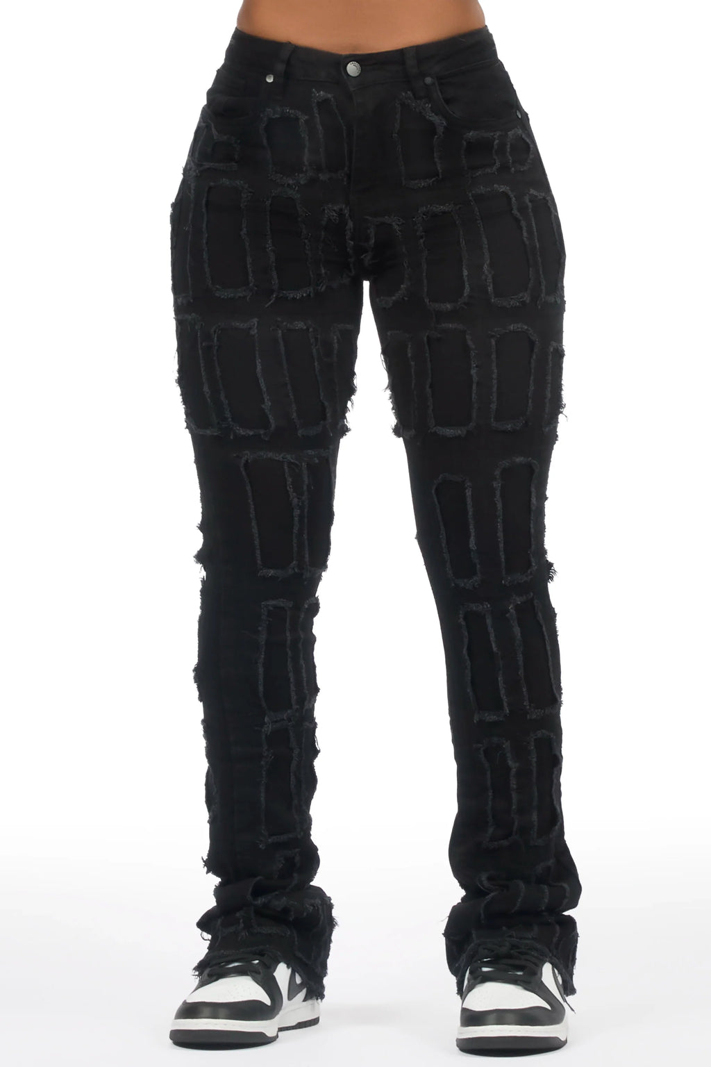 Taquila Black Stacked Flare Jean