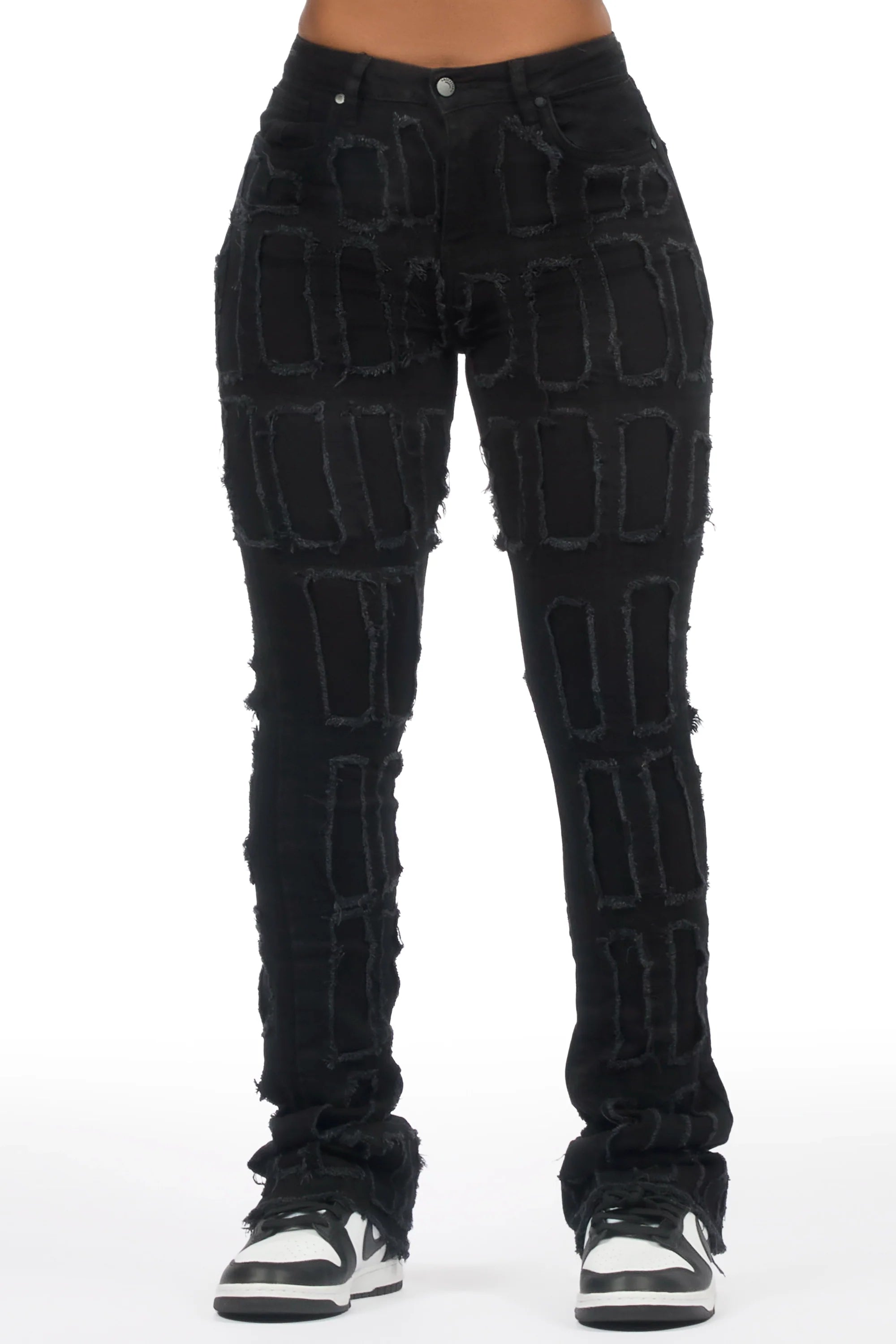 Taquila Black Stacked Flare Jean