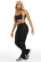 Taquila Black Stacked Flare Jean
