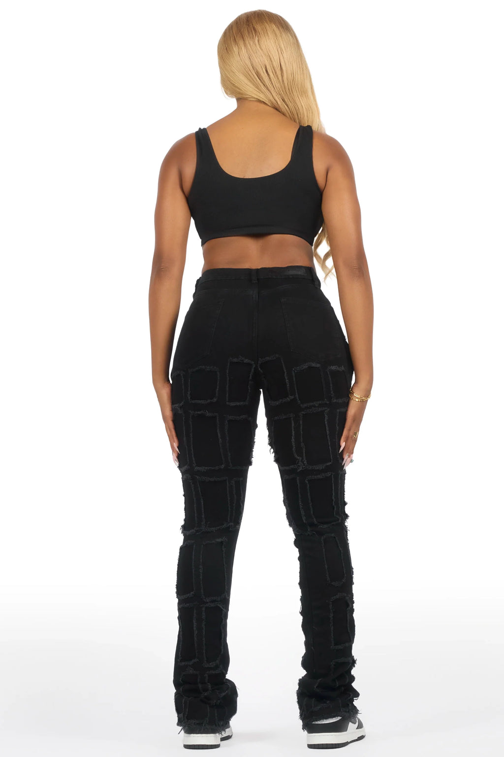 Taquila Black Stacked Flare Jean