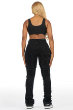 Taquila Black Stacked Flare Jean
