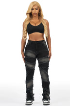 Zytaii Black Wash Stacked Flare Jean