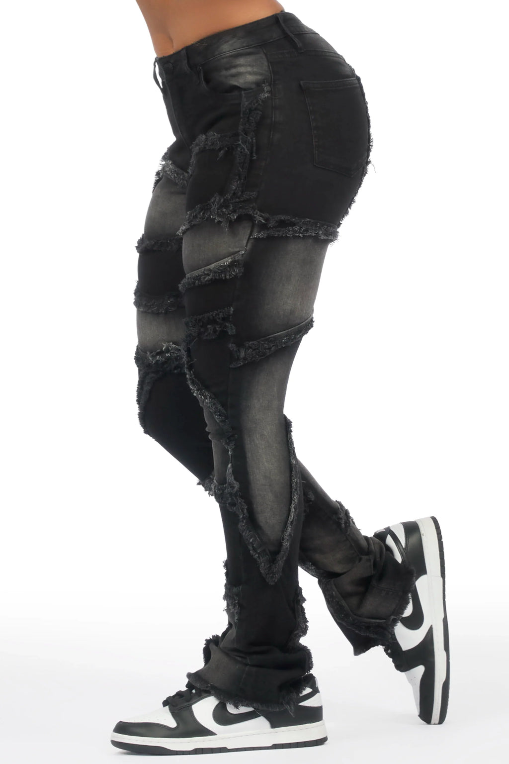 Zytaii Black Wash Stacked Flare Jean