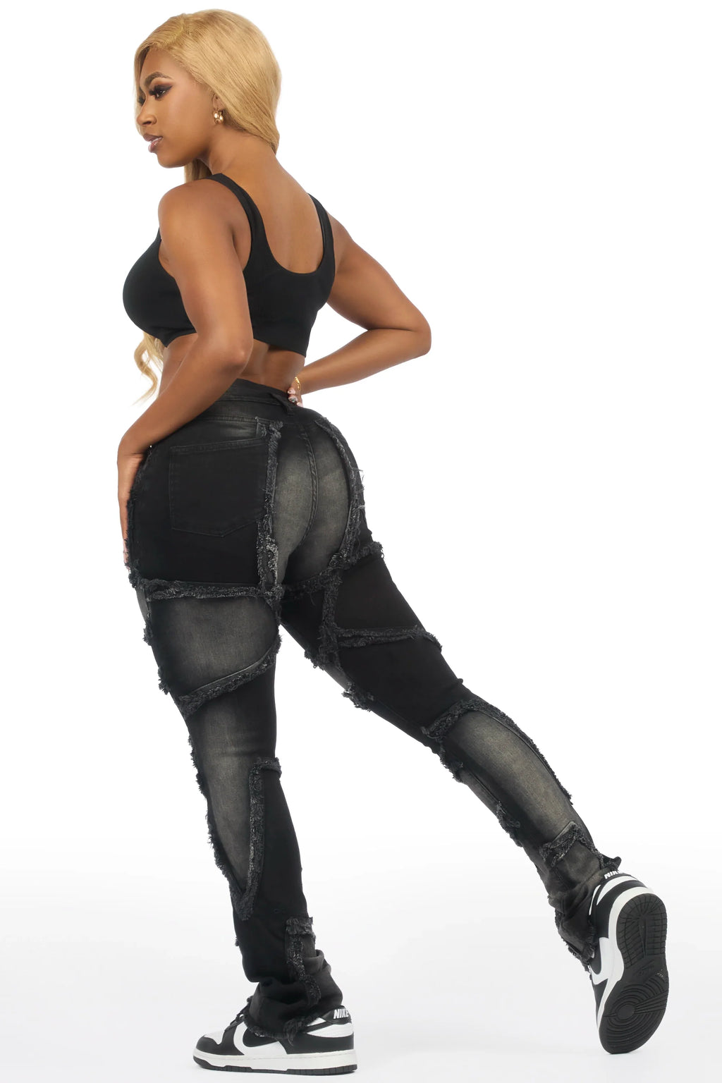 Zytaii Black Wash Stacked Flare Jean