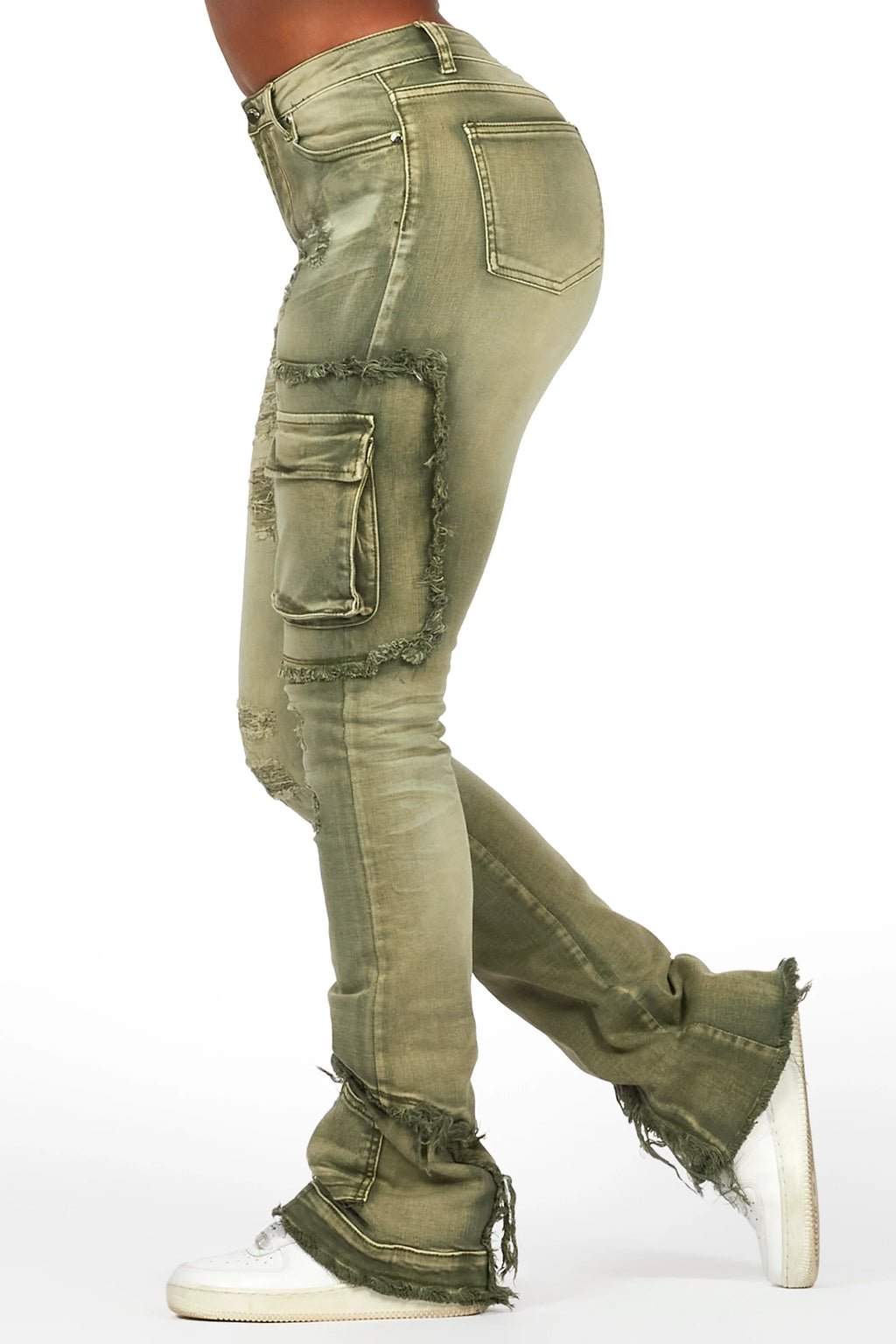Kambry Green Stacked Flare Jean