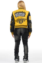 Leslee Black/Yellow Oversized Varsity Jacket