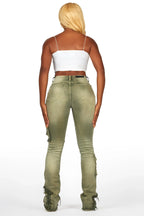 Kambry Green Stacked Flare Jean
